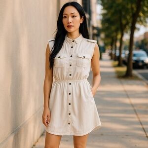 Charlotte Russe Cream Ruched Mini Dress